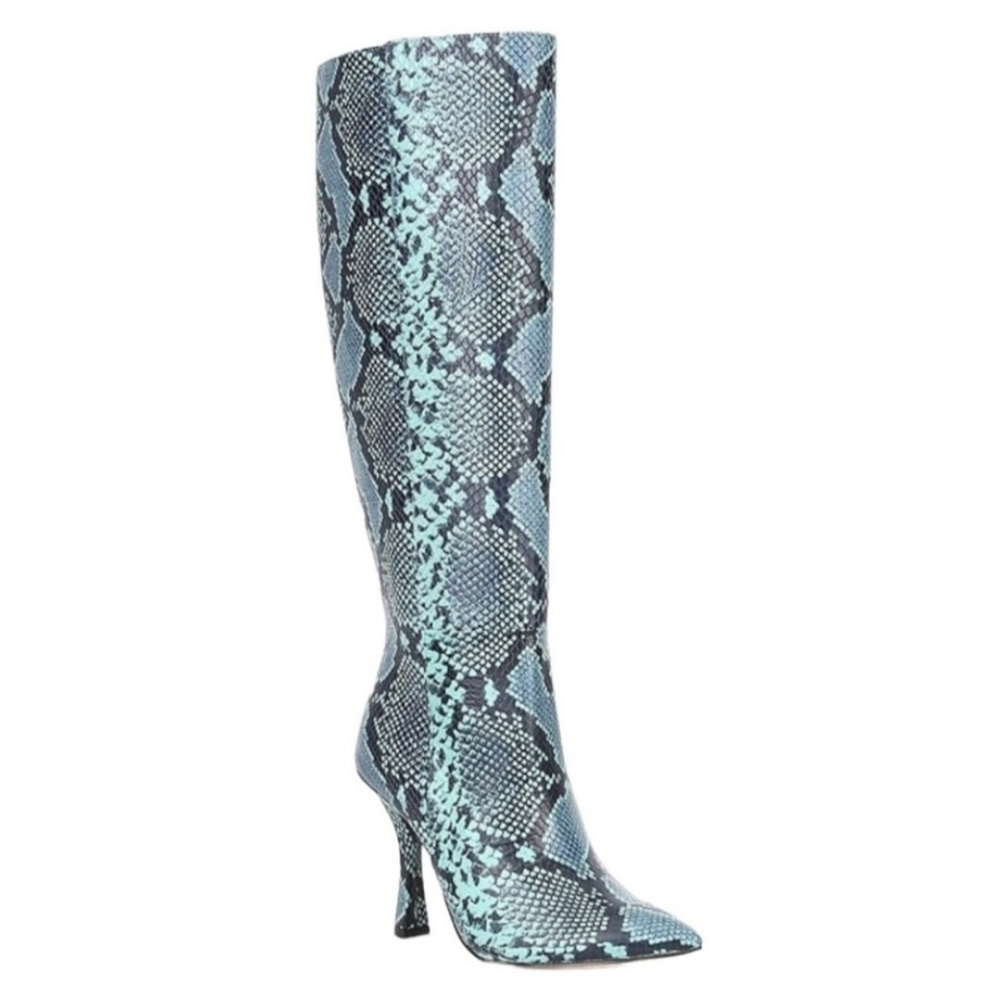 Gianni Bini Lennoxe Teal Wide Calf Snake Print